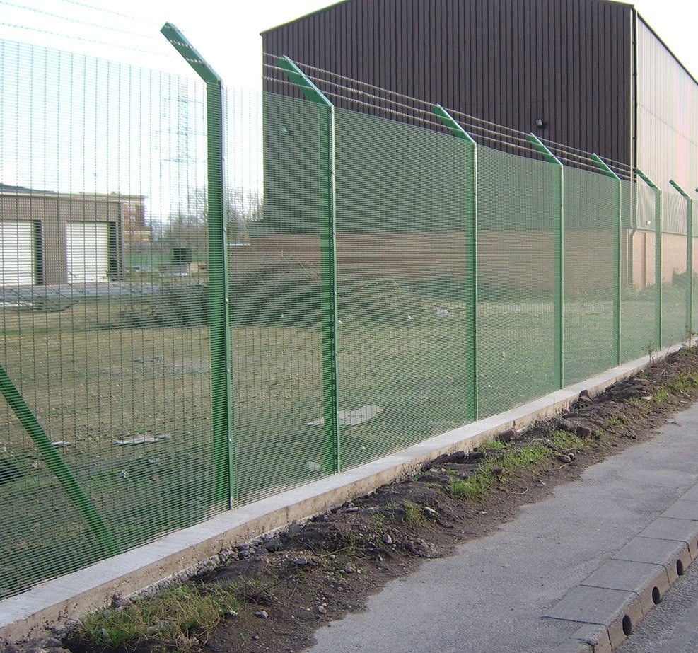 weldmesh security fence on steel posts